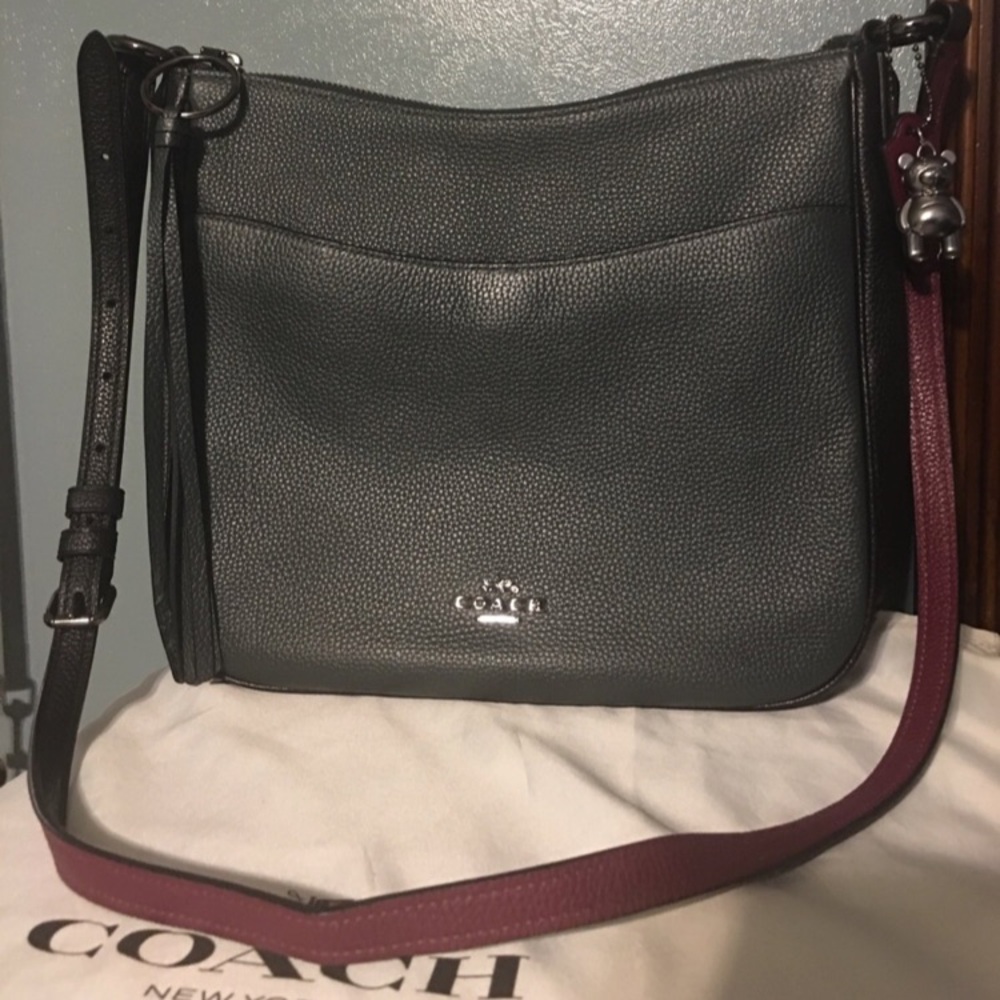 Coach Chaise Colorblock Green Black Maroon Bag Crossbody Purse